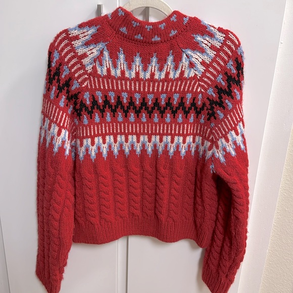 ZARA Fair Isle Cable Knit Sweater - Picture 6 of 6